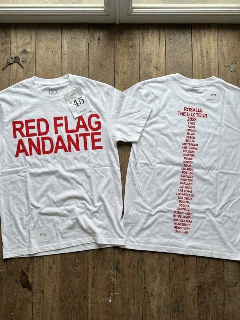 Rosalia The Lux Tour 2025 Red Flag Andante Graphic White T Shirt